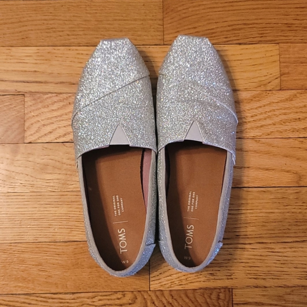 Toms Silver Iridescent Glitter Shoes